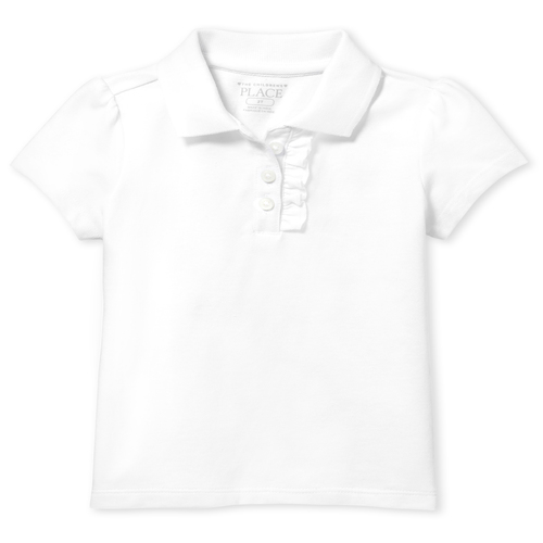 Uniform Short Sleeve Ruffle-Placket Polo