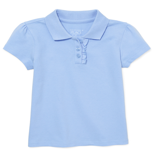 Uniform Short Sleeve Ruffle-Placket Polo