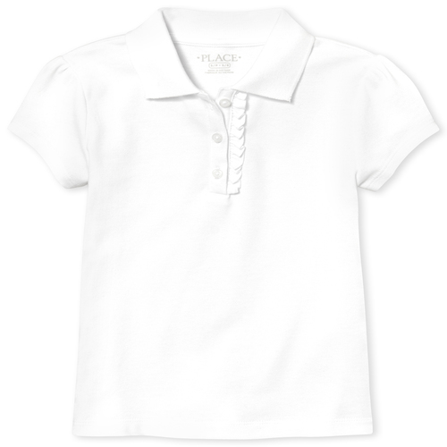 Girl Short Sleeve Ruffle-Placket Polo