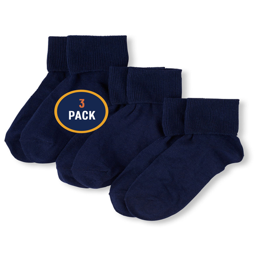

Girls Turn Cuff Socks 3-Pack - Blue - The Children's Place