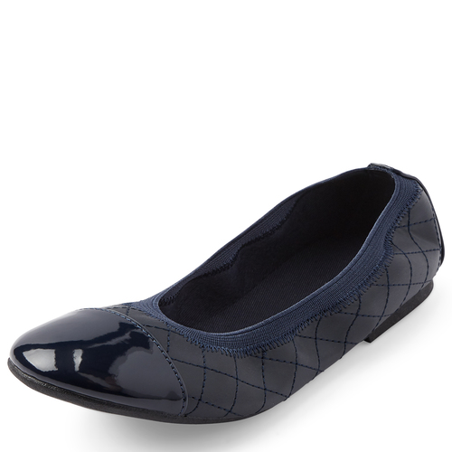 

Girls Uniform Quilted Ballet Flats - Blue - The Children's Place