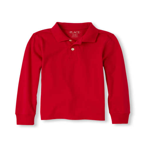 Boys Uniform Long Sleeve Solid Pique Polo