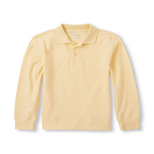 Boys Uniform Long Sleeve Solid Pique Polo