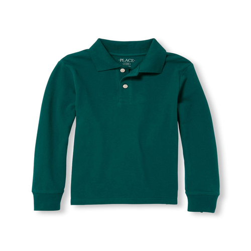 Boys Uniform Long Sleeve Solid Pique Polo