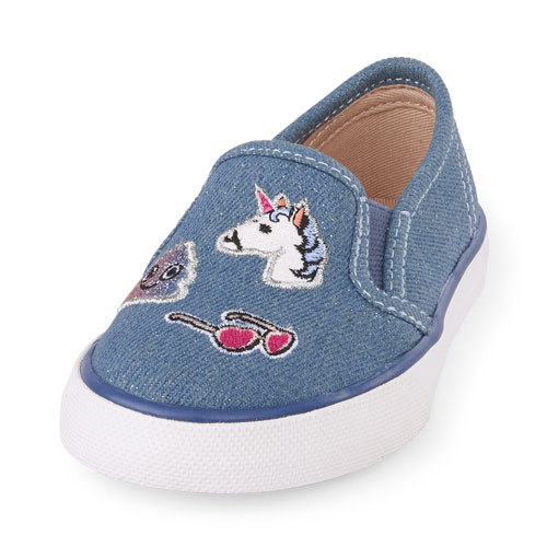 Toddler Girls Patch Sparkle Denim Slip-On Rockstar Sneaker