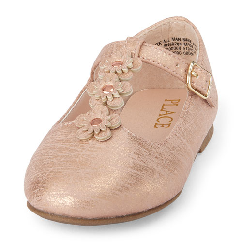 Toddler Girls Flower T-Strap Flat