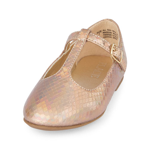 Toddler Girls Shiny T-Strap June Flat
