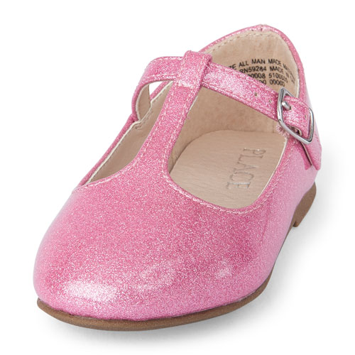 Toddler Girls Shiny T-Strap June Flat