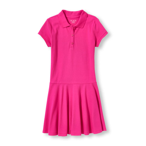 Girls Uniform Short Sleeve Pique Polo Dress