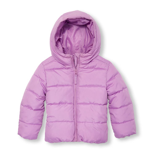 Toddler Girls Long Sleeve Hooded Basic Lightweight Puffer Jacket