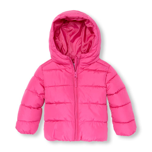 Toddler Girls Long Sleeve Hooded Basic Lightweight Puffer Jacket