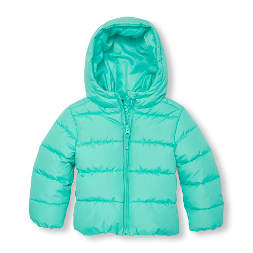 Toddler Girls Long Sleeve Hooded Basic Lightweight Puffer Jacket