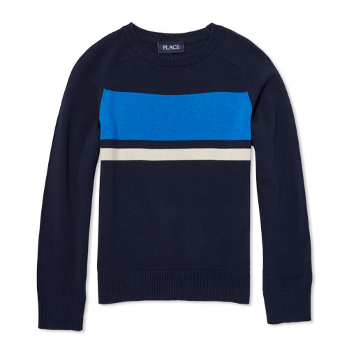 Boys Long Sleeve Chest-Stripe Sweater