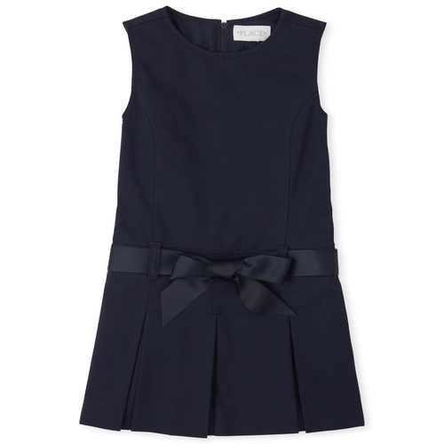 Girls Uniform Sleeveless Ribbon Belt Jumper