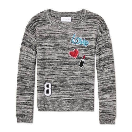 Girls Patch Marled Sweater