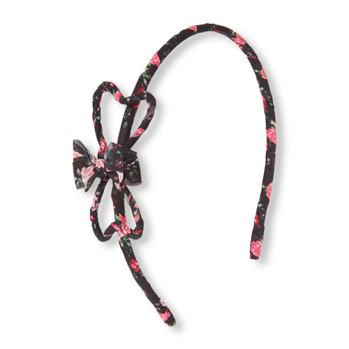 Girls Floral Print Bow Headband