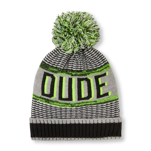 Boys Neon 'Dude' Knit Beanie