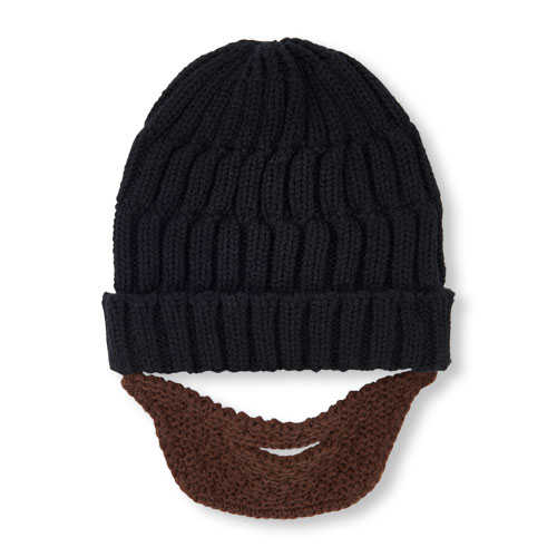Boys Solid Beanie And Knit Beard Set