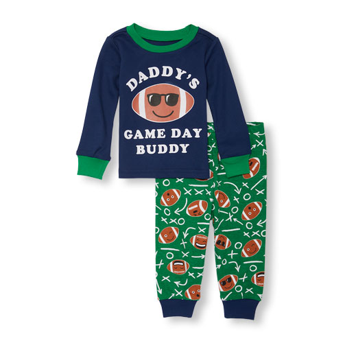 Baby And Toddler Boys Long Sleeve 'Daddy's Game Day Buddy' Football Top And Printed Pants PJ Set