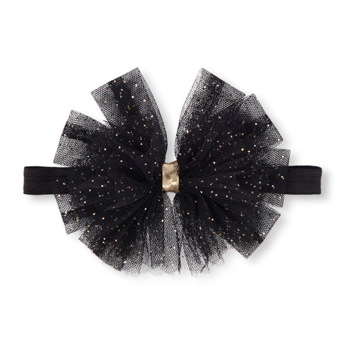 Baby Girls Metallic Dot Print Mesh Bow Headwrap