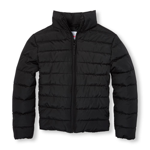 Girls Long Sleeve Basic Lightweight Puffer Jacket