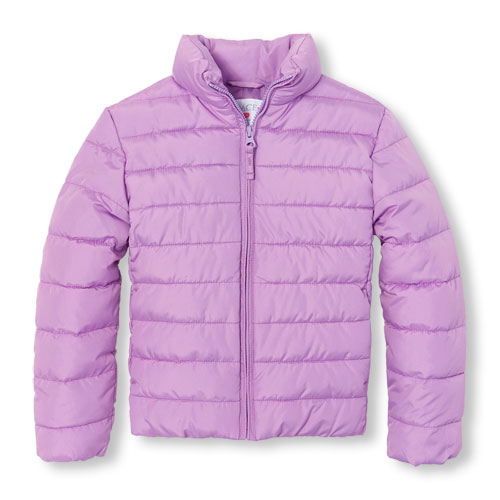 Girls Long Sleeve Basic Lightweight Puffer Jacket