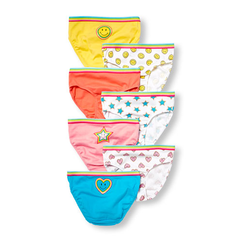 Girls Rainbow Smiley Briefs 7-Pack
