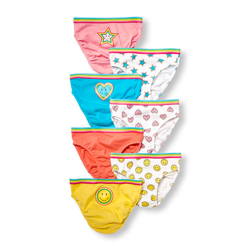 Toddler Girls Rainbow Smiley Briefs 7-Pack