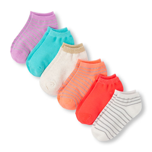 Girls Sparkly Ankle Socks 6-Pack