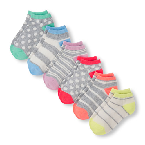 Girls Mixed Print Ankle Socks 6-Pack