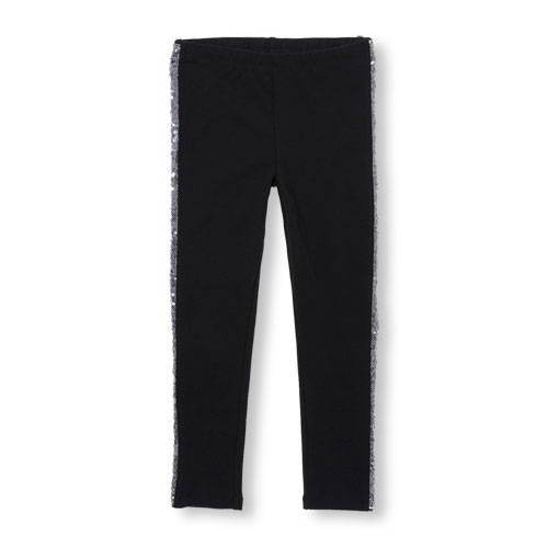 Girls Sequined Side Stripe Leggings