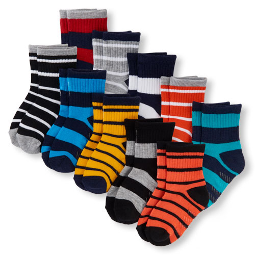 Toddler Boys Mixed Stripe Midi Socks 10-Pack