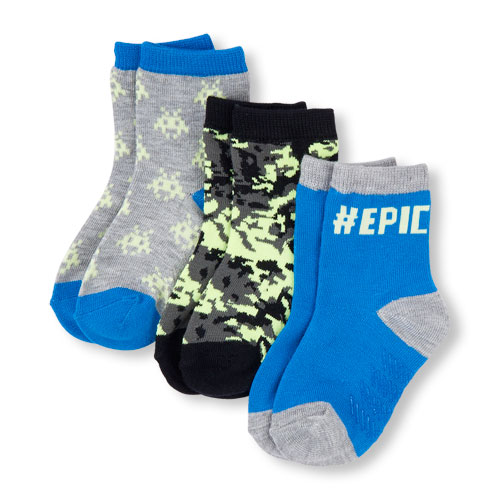 Toddler Boys Glow-In-The-Dark Midi Socks 3-Pack