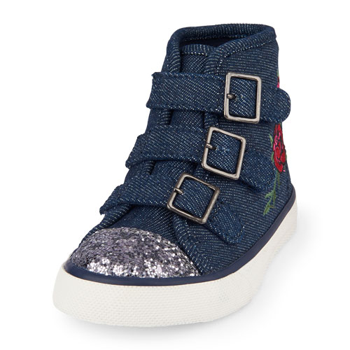 Toddler Girls Embroidered Denim Hi-Top Sneaker