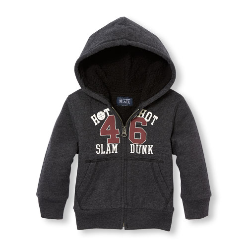 Toddler Boys Active Long Sleeve Graphic Faux Sherpa-Lined Full-Zip Hoodie