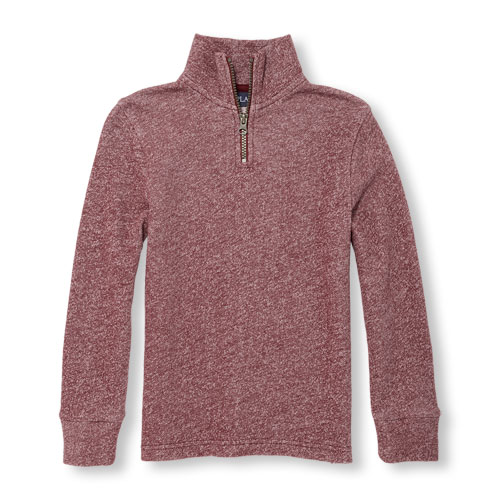 Boys Long Sleeve Marled Half-Zip Mock Neck Pullover
