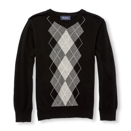 Boys Long Sleeve Argyle Sweater