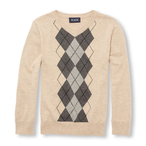Boys Long Sleeve Argyle Sweater