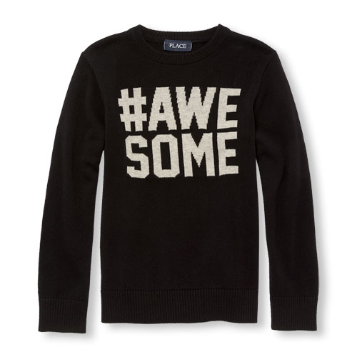 Boys Long Sleeve 'Hashtag Awesome' Graphic Sweater