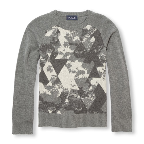 Boys Long Raglan Sleeve Geometric Sweater