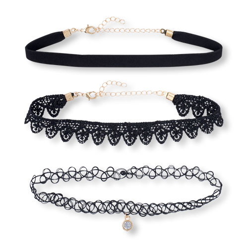 Girls Lace Choker Necklace 3-Pack
