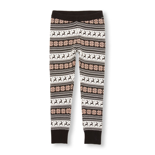 Girls Reindeer Fair Isle Print Sweater Leggings