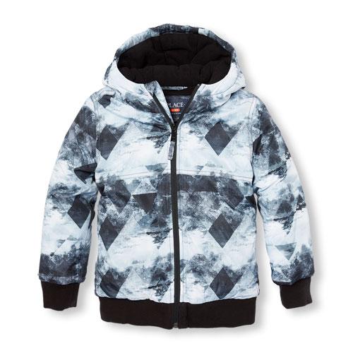 Boys Long Sleeve Printed Lightweight Puffer Jacket