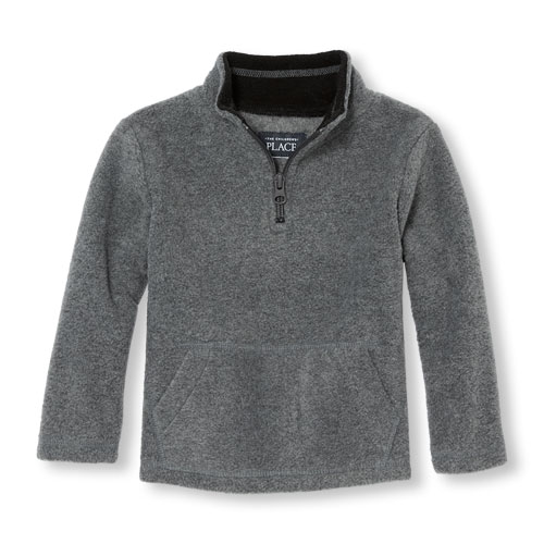 Toddler Boys Long Sleeve Solid Fleece Half-Zip Mock Neck Pullover