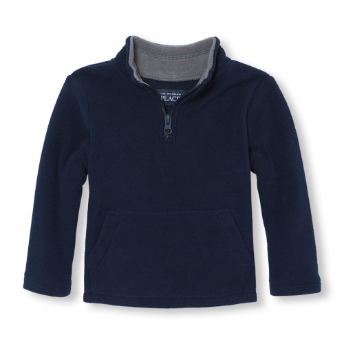 Toddler Boys Long Sleeve Solid Fleece Half-Zip Mock Neck Pullover