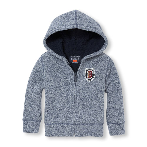 Toddler Boys Active Long Sleeve Marled Faux Sherpa-Lined Full-Zip Hoodie