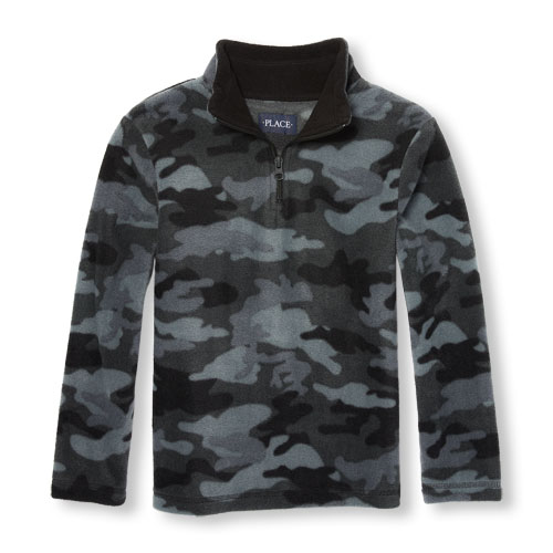 Boys Long Sleeve Printed Fleece Half-Zip Pullover