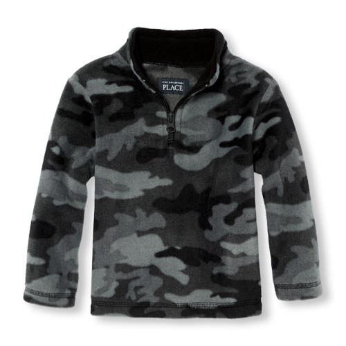 Toddler Boys Long Sleeve Printed Fleece Half-Zip Mock Neck Pullover