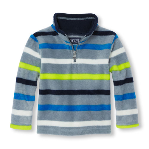 Toddler Boys Long Sleeve Neon Stripe Fleece Half-Zip Pullover