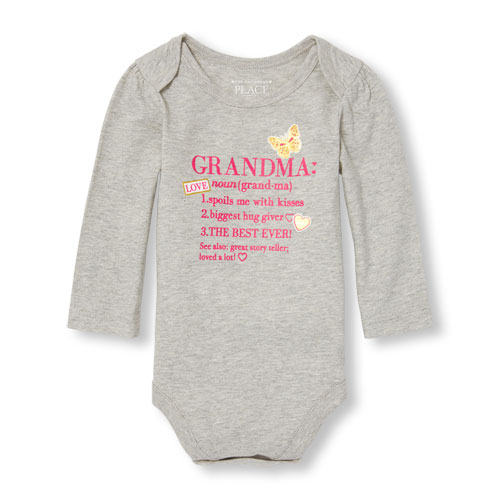 Baby Girls Long Sleeve Metallic Foil 'Grandma Definition' Graphic Bodysuit